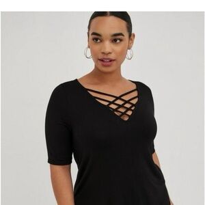 Torrid Black Crisscross Blouse